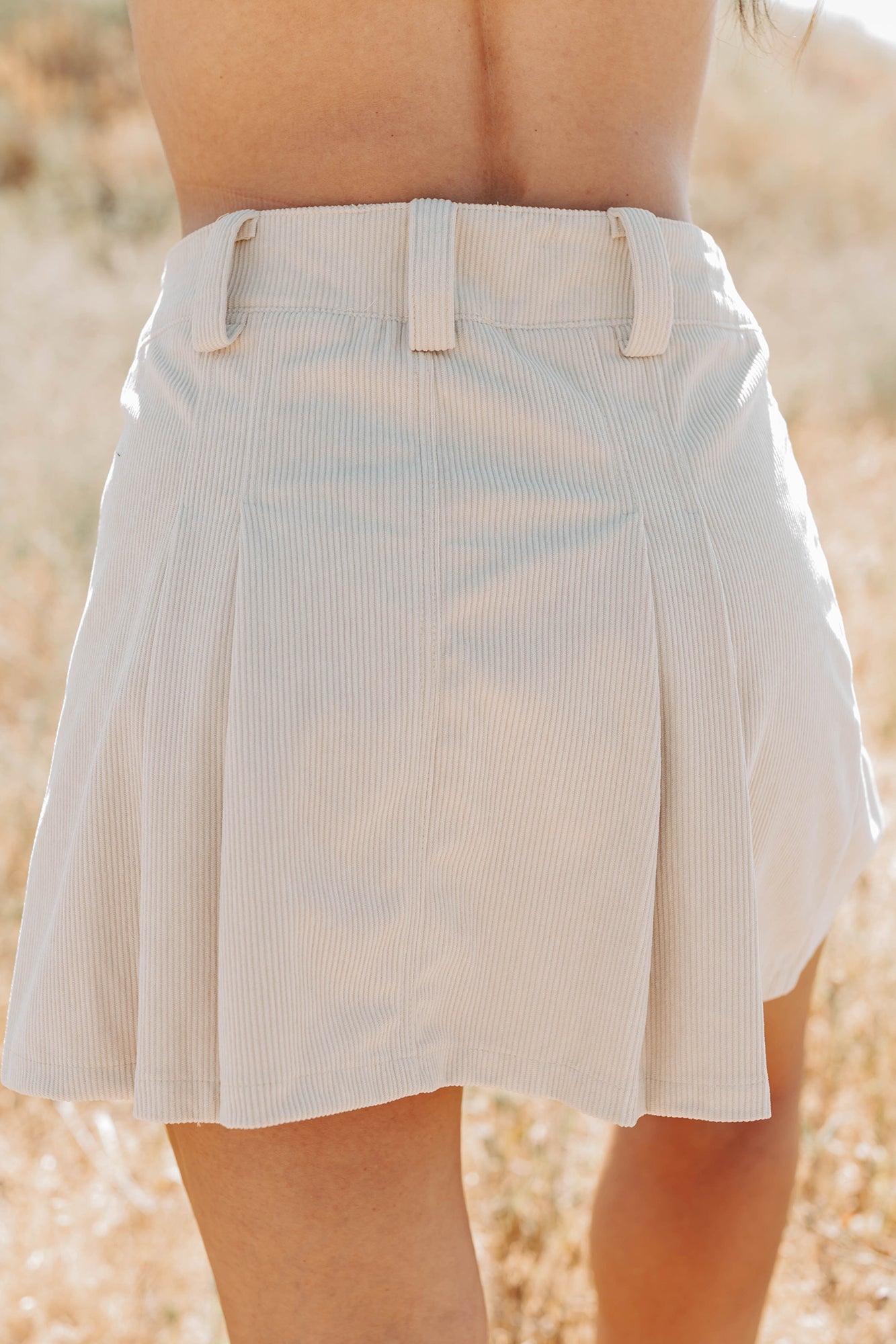 Spring In The Air Corduroy Mini Skirt (Beige)