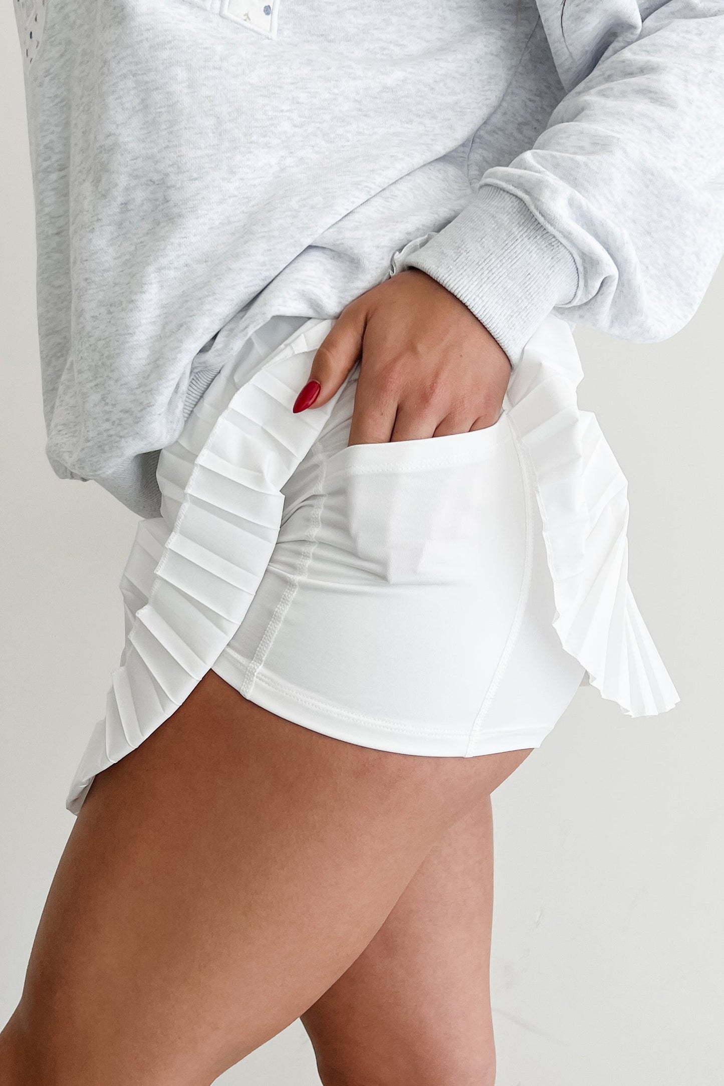Play Like A Pro High Rise Pleated Tennis Skirt (White)