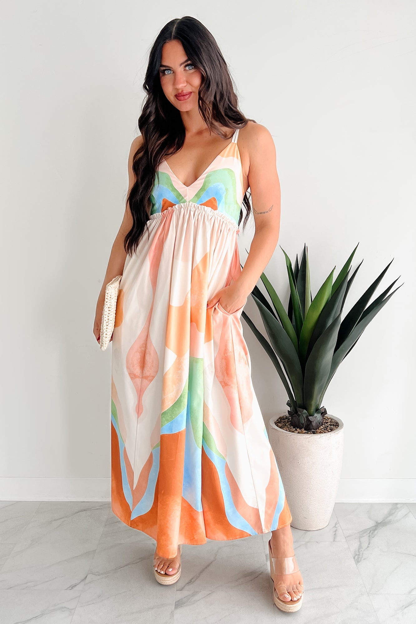 Tastefully Bold Printed Maxi Dress (Orange Combo)