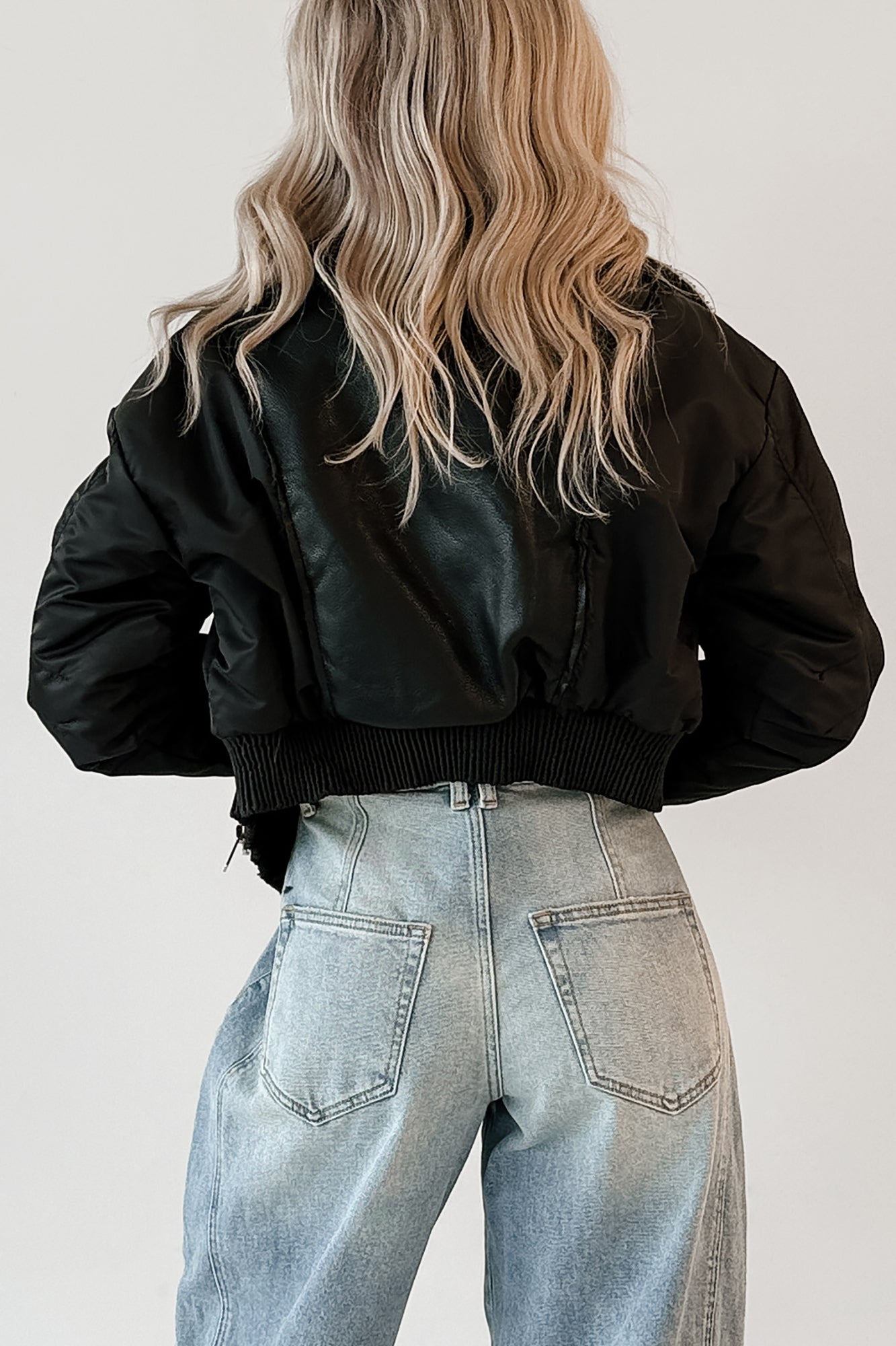 Untamed Icon Faux Leather Sherpa Jacket (Black)