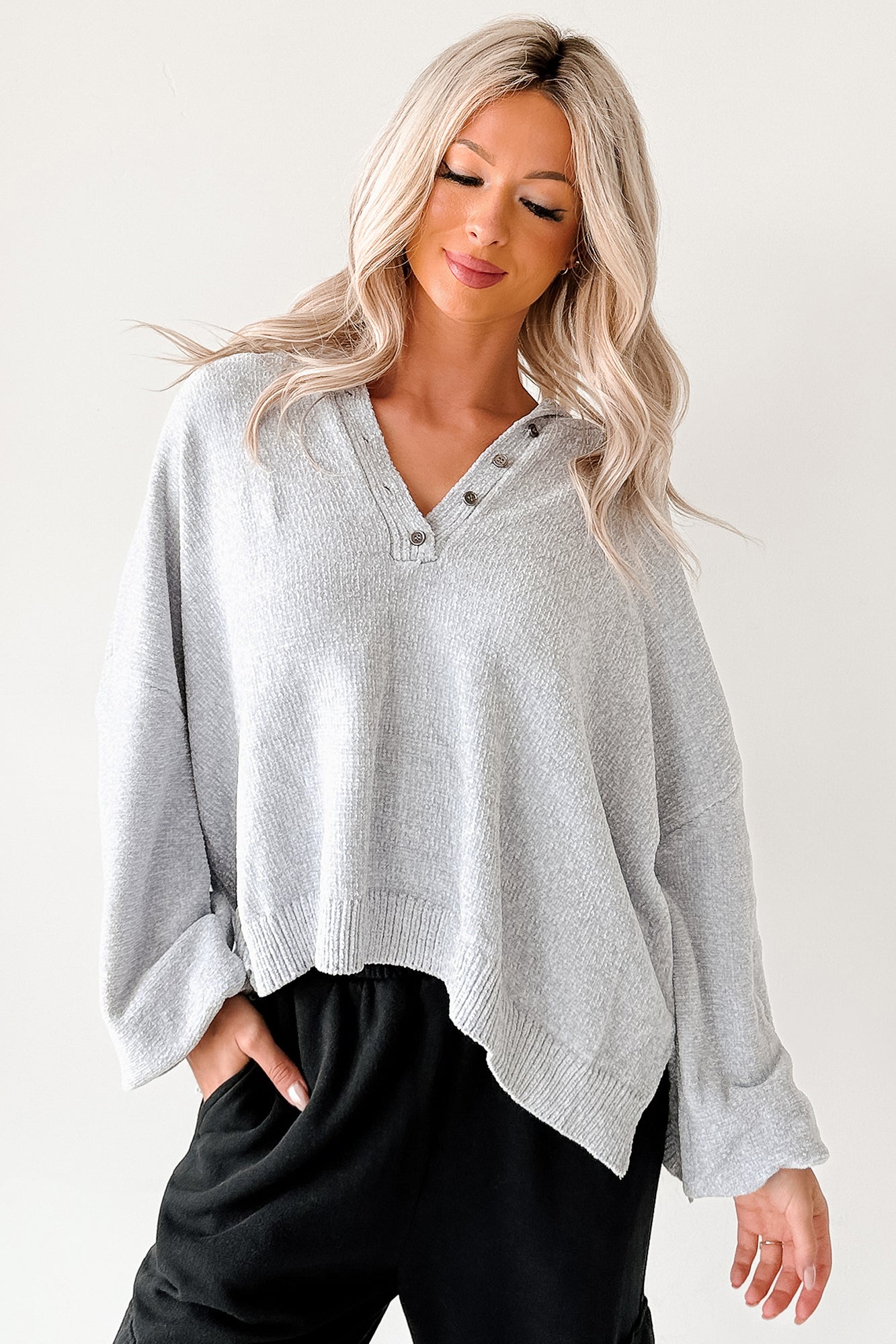 Perfect Patience Oversized Papermoon Sweater Hoodie (Blue)