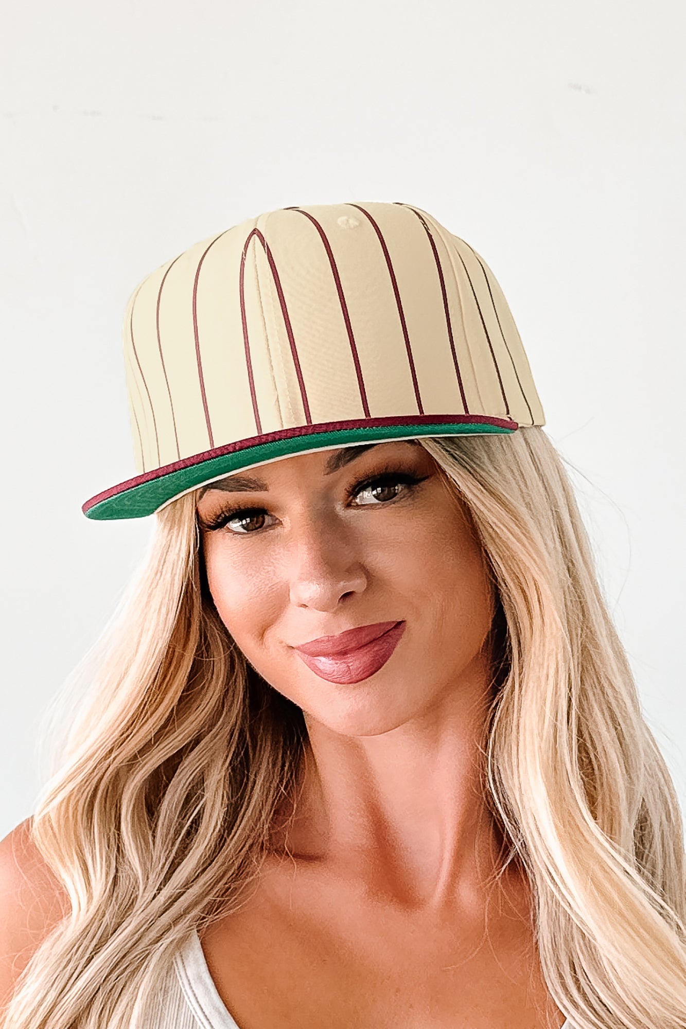 Out Of The Park Striped Baseball Cap (Burgundy)