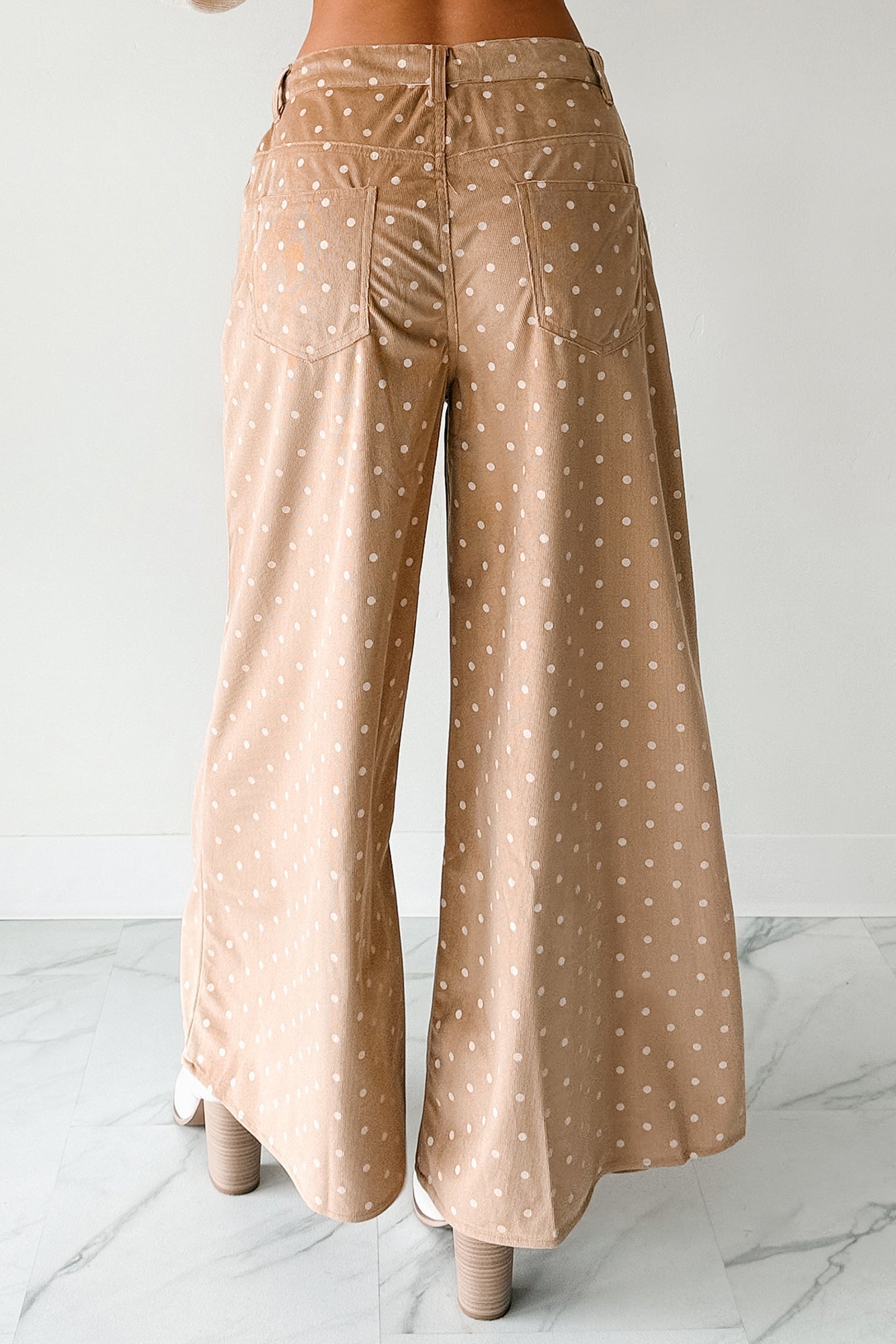 Virgina Drawstring Polka-Dot NoaBoa Pants (Mocha)